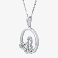 Womens 1/10 CT. T.W. Lab Grown White Diamond Sterling Silver Butterfly 18 Inch Pendant Necklace