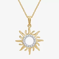 Womens 1/10 CT. T.W. Lab Grown White Diamond 14K Gold Over Silver Sterling Silver Sunburst 18 Inch Pendant Necklace