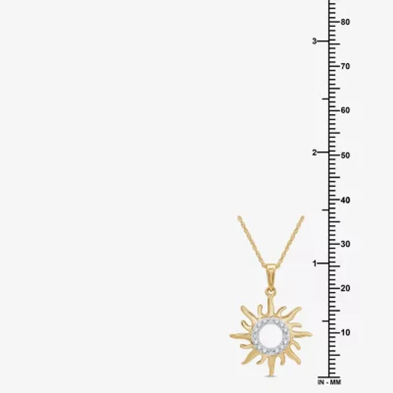 Womens 1/10 CT. T.W. Lab Grown White Diamond 14K Gold Over Silver Sterling Silver Sunburst 18 Inch Pendant Necklace