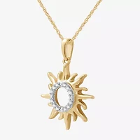 Womens 1/10 CT. T.W. Lab Grown White Diamond 14K Gold Over Silver Sterling Silver Sunburst 18 Inch Pendant Necklace