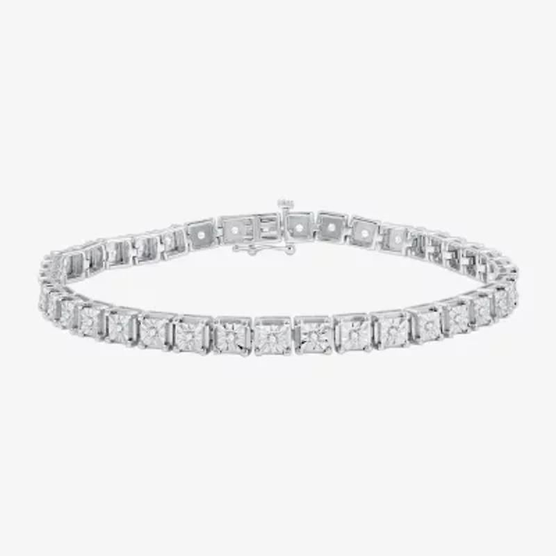 Womens 1 1/ CT. T.W. Lab Grown White Diamond Sterling Silver 7.5 Inch Tennis Bracelet