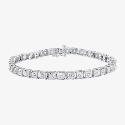 Womens 1 1/ CT. T.W. Lab Grown White Diamond Sterling Silver 7.5 Inch Tennis Bracelet
