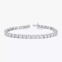 Womens 1 1/ CT. T.W. Lab Grown White Diamond Sterling Silver 7.5 Inch Tennis Bracelet