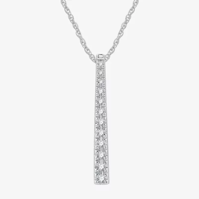 Womens 1/10 CT. T.W. Lab Grown White Diamond Sterling Silver 18 Inch Pendant Necklace