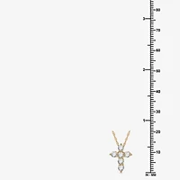 Womens 1/2 CT. T.W. Lab Grown White Diamond Sterling Silver Or 14K Gold Over Cross Pendant Necklace