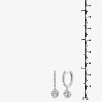 Womens 1 CT. T.W. Lab Grown White Diamond Sterling Silver 24.9mm Round Hoop Earrings