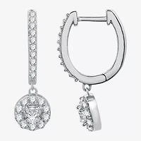 Womens 1 CT. T.W. Lab Grown White Diamond Sterling Silver 24.9mm Round Hoop Earrings