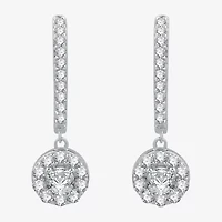 Womens 1 CT. T.W. Lab Grown White Diamond Sterling Silver 24.9mm Round Hoop Earrings