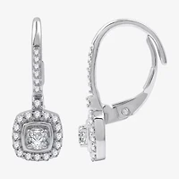 Womens 1/2 CT. T.W. Lab Grown White Diamond Sterling Silver 19mm Cushion Hoop Earrings