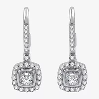Womens 1/2 CT. T.W. Lab Grown White Diamond Sterling Silver 19mm Cushion Hoop Earrings