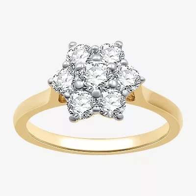 Womens 1 CT. T.W. Lab Grown White Diamond 14K Gold Over Silver Sterling Cocktail Ring