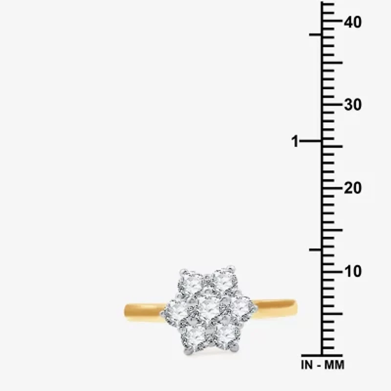 Womens 1 CT. T.W. Lab Grown White Diamond 14K Gold Over Silver Sterling Cocktail Ring