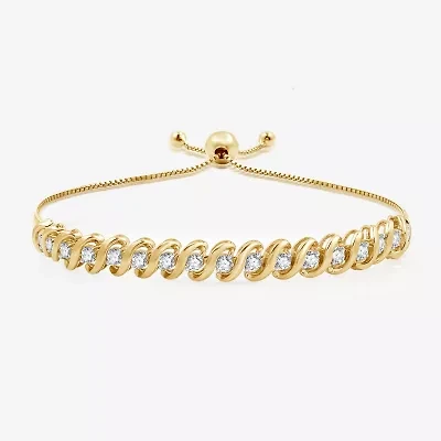 Womens 1 CT. T.W. Lab Grown White Diamond Sterling Silver Bolo Bracelet