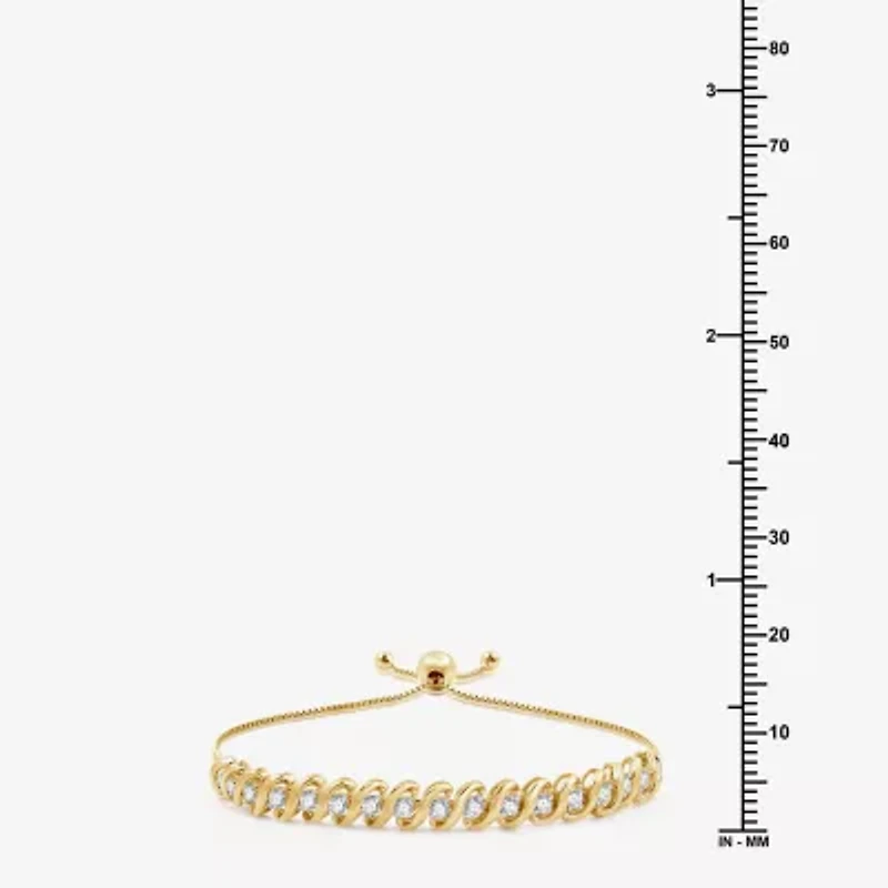 Womens 1 CT. T.W. Lab Grown White Diamond Sterling Silver Bolo Bracelet