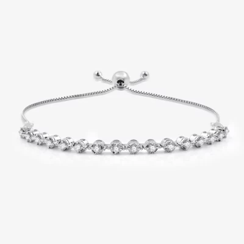 Womens 1/2 CT. T.W. Lab Grown White Diamond Sterling Silver Bolo Bracelet