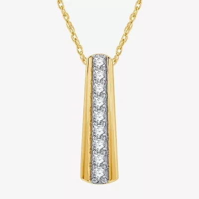 Womens 1/2 CT. T.W. Lab Grown White Diamond 14K Gold Over Silver Bar 18 Inch Pendant Necklace