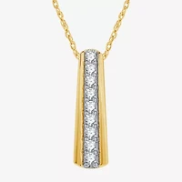 Womens 1/2 CT. T.W. Lab Grown White Diamond 14K Gold Over Silver Bar 18 Inch Pendant Necklace
