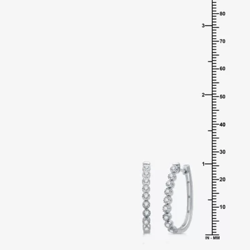 Womens 1/2 CT. T.W. Lab Grown White Diamond Sterling Silver 27.8mm Hoop Earrings