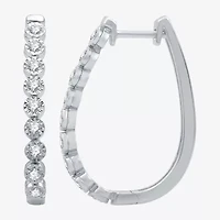 Womens 1/2 CT. T.W. Lab Grown White Diamond Sterling Silver 27.8mm Hoop Earrings