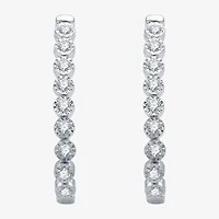 Womens 1/2 CT. T.W. Lab Grown White Diamond Sterling Silver 27.8mm Hoop Earrings