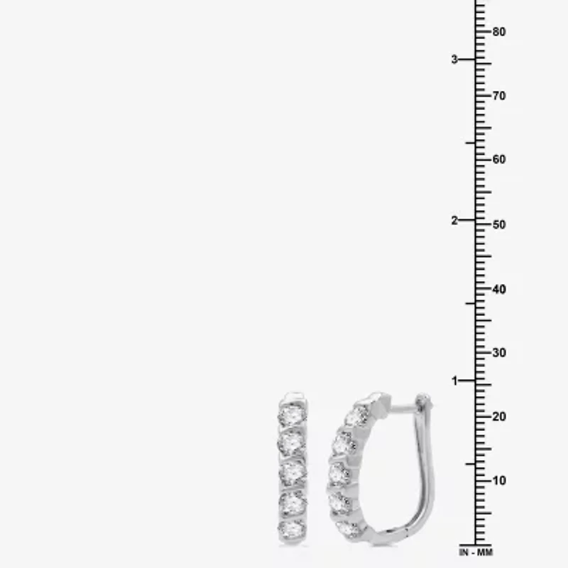 Womens 1 1/2 CT. T.W. Lab Grown White Diamond 14K Gold Over Silver Sterling Silver 23.8mm Hoop Earrings