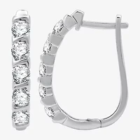 Womens 1 1/2 CT. T.W. Lab Grown White Diamond 14K Gold Over Silver Sterling Silver 23.8mm Hoop Earrings