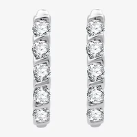 Womens 1 1/2 CT. T.W. Lab Grown White Diamond 14K Gold Over Silver Sterling Silver 23.8mm Hoop Earrings