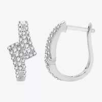 Womens 1/2 CT. T.W. Lab Grown White Diamond Sterling Silver 17.1mm Hoop Earrings