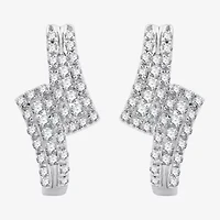 Womens 1/2 CT. T.W. Lab Grown White Diamond Sterling Silver 17.1mm Hoop Earrings