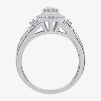 Womens 20MM 1/2 CT. T.W. Lab Grown White Diamond Sterling Silver Crossover Side Stone Band