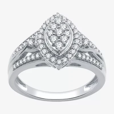 Womens 20MM 1/2 CT. T.W. Lab Grown White Diamond Sterling Silver Crossover Side Stone Band