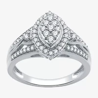 Womens 20MM 1/2 CT. T.W. Lab Grown White Diamond Sterling Silver Crossover Side Stone Band
