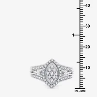 Womens 20MM 1/2 CT. T.W. Lab Grown White Diamond Sterling Silver Crossover Side Stone Band