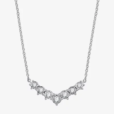 Womens 1/2 CT. T.W. Lab Grown White Diamond Sterling Silver 16 1/2 Inch Pendant Necklace