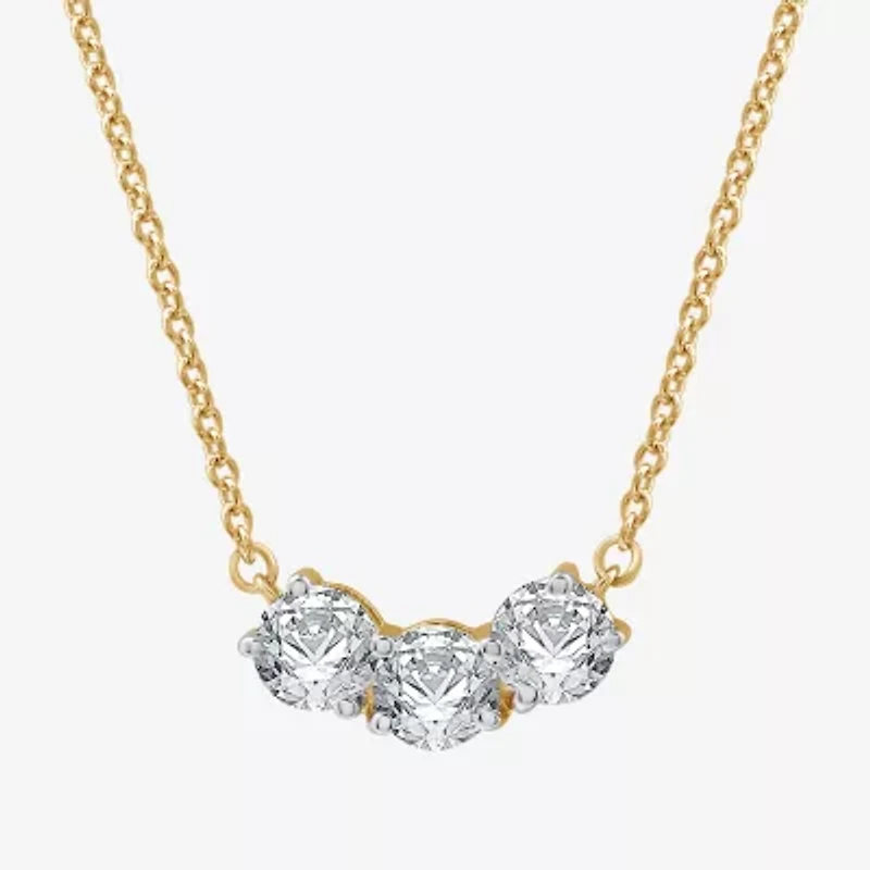 Womens 1 CT. T.W. Lab Grown White Diamond Sterling Silver 17 1/2 Inch Pendant Necklace