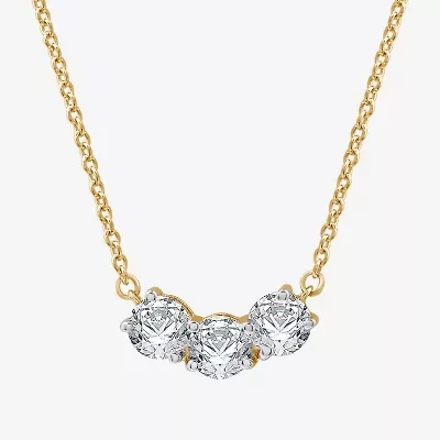 Womens 1 CT. T.W. Lab Grown White Diamond Sterling Silver 17 1/2 Inch Pendant Necklace