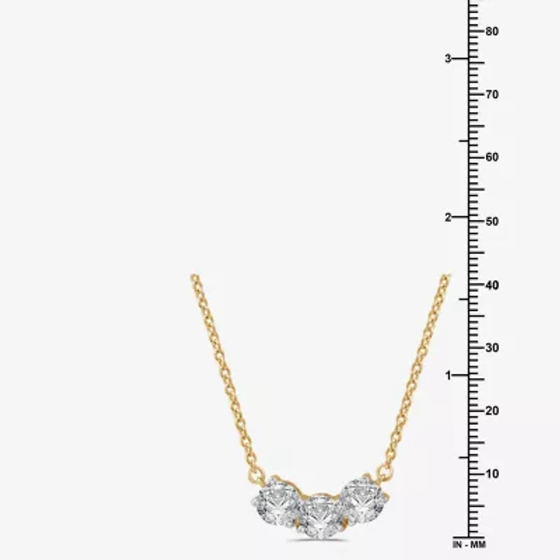 Womens 1 CT. T.W. Lab Grown White Diamond Sterling Silver 17 1/2 Inch Pendant Necklace
