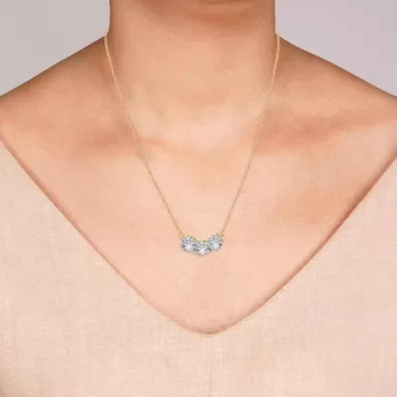 Womens 1 CT. T.W. Lab Grown White Diamond Sterling Silver 17 1/2 Inch Pendant Necklace
