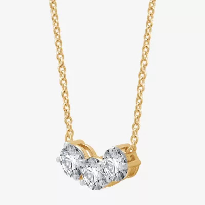 Womens 1 CT. T.W. Lab Grown White Diamond Sterling Silver 17 1/2 Inch Pendant Necklace
