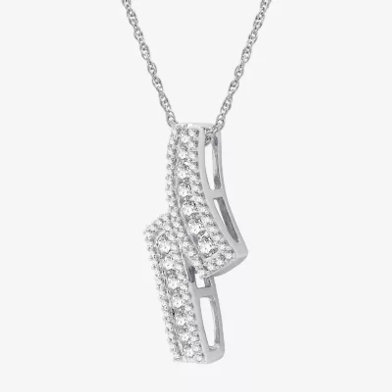 Womens 1/2 CT. T.W. Lab Grown White Diamond Sterling Silver 18 Inch Pendant Necklace