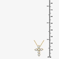 Womens 1 CT. T.W. Lab Grown White Diamond 14K Gold Over Silver Sterling Cross 18 Inch Pendant Necklace