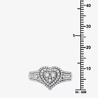 Womens 1/2 CT. T.W. Lab Grown White Diamond Sterling Silver Heart Side Stone Band