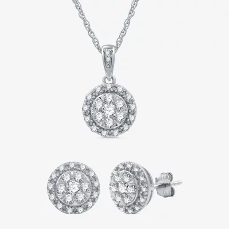 Womens 1 CT. T.W. Lab Grown White Diamond 2-pc. Pendant Necklace Set