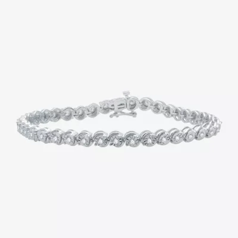 Womens 1 CT. T.W. Lab Grown White Diamond Sterling Silver 7.5 Inch Tennis Bracelet