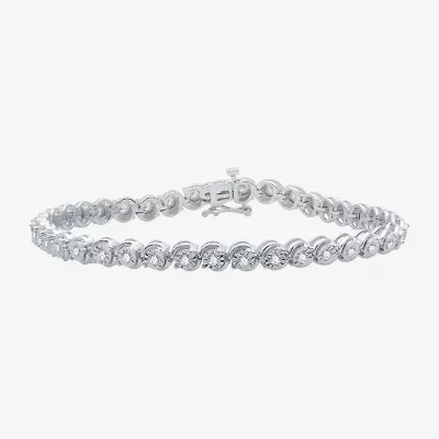 Womens 1 CT. T.W. Lab Grown White Diamond Sterling Silver 7.5 Inch Tennis Bracelet
