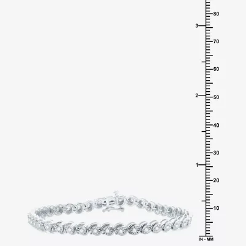 Womens 1 CT. T.W. Lab Grown White Diamond Sterling Silver 7.5 Inch Tennis Bracelet