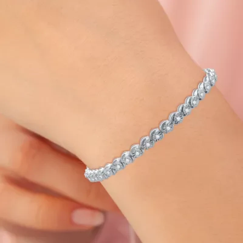 Womens 1 CT. T.W. Lab Grown White Diamond Sterling Silver 7.5 Inch Tennis Bracelet