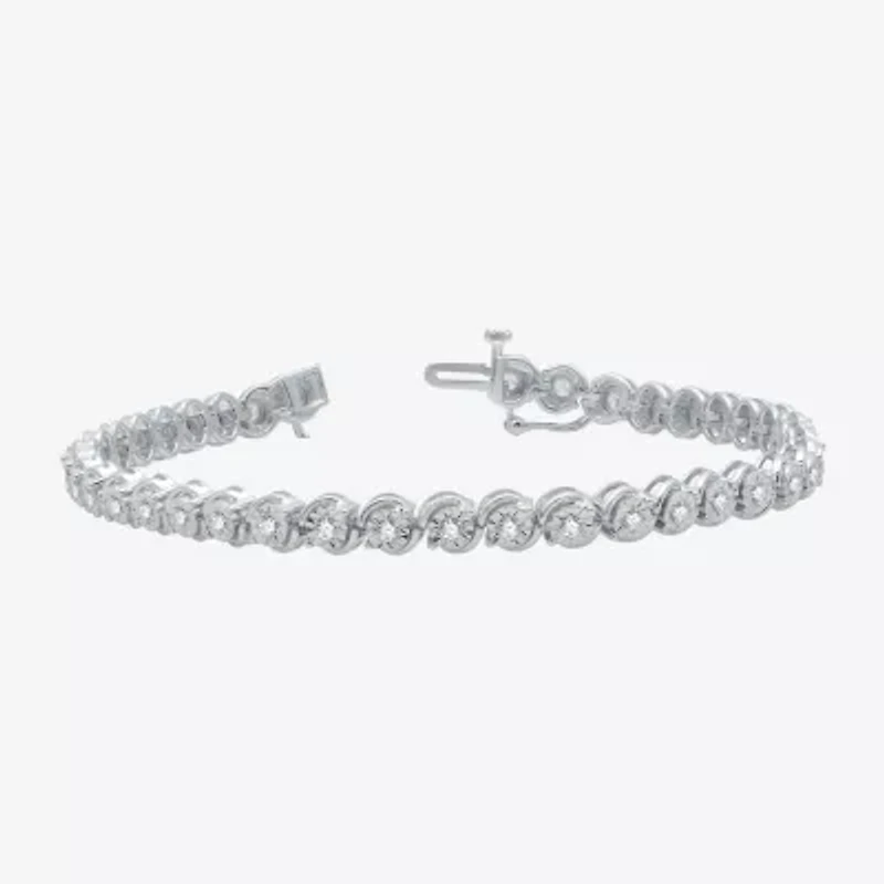Womens 1 CT. T.W. Lab Grown White Diamond Sterling Silver 7.5 Inch Tennis Bracelet