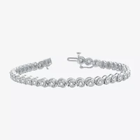 Womens 1 CT. T.W. Lab Grown White Diamond Sterling Silver 7.5 Inch Tennis Bracelet