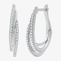 Womens 1/3 CT. T.W. Lab Grown White Diamond Sterling Silver 22.8mm Hoop Earrings